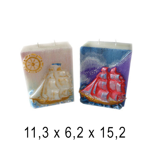 Морские свечи Камея с короблем 11,3*6,2*15,2 см 
