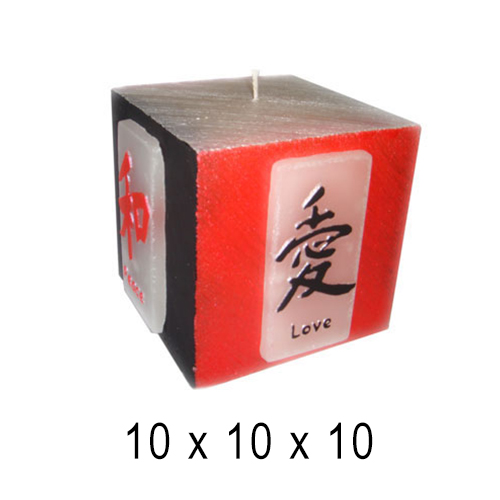 Свеча интерьерная Куб-3 (роза, иероглифы) 10*10*10 см 