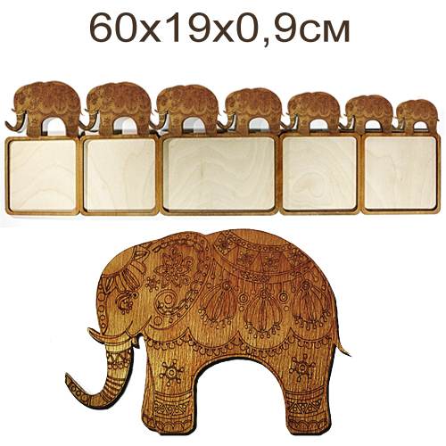 Рамка для фотографий декоративная "Слоны" 60*19 см