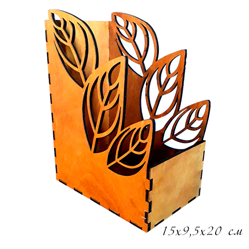 Органайзер деревянный резной "Листья" 15*9,5*20см